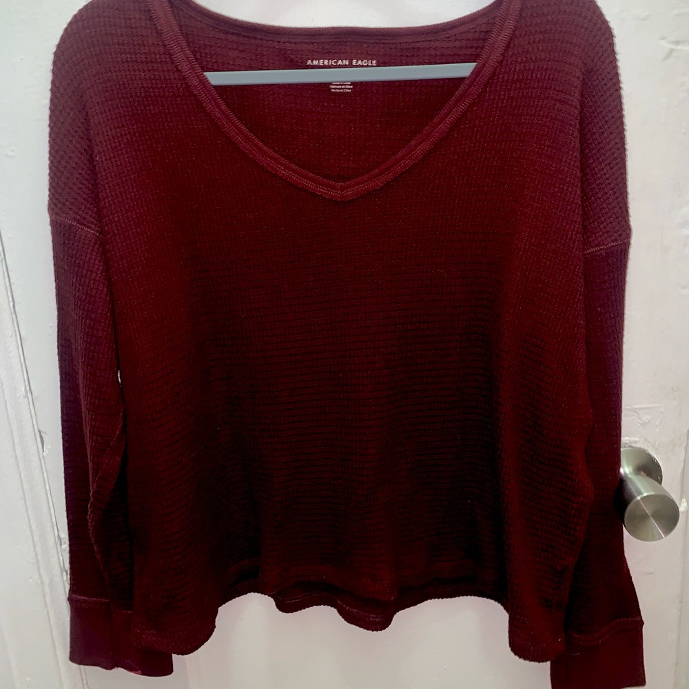 AE Plush V-Neck Long Sleeve